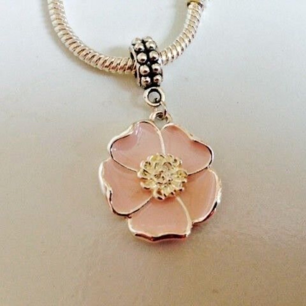 FLOWER  Dangling Charm Bead For European Style Charm Bracelets or Necklace
